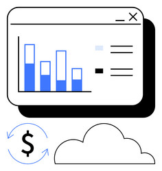 data analysis dashboard with cloud computing vector image