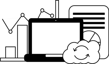 Laptop cloud computing reload chart finance vector