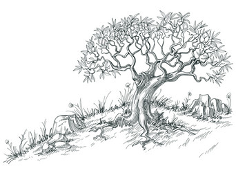 Olive Branch Sketch Vector Image
