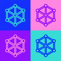 pop art line blockchain technology icon isolated vector image