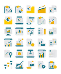set of document report flat icon element vector image