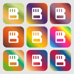 compact memory card icon nine buttons with bright vector image