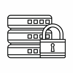 database with padlock icon outline style vector image