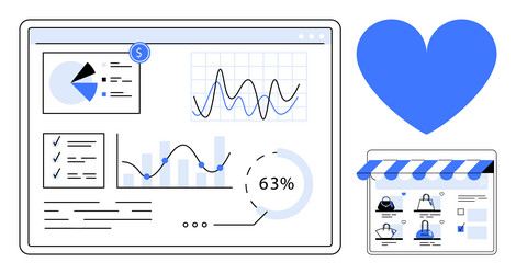 e-commerce website analytics with performance data vector image
