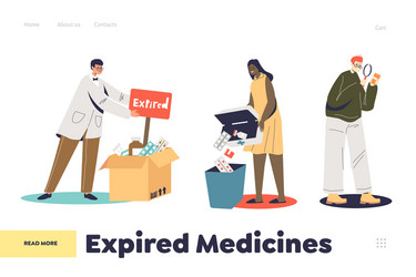 expired medicines landing page concept with people vector