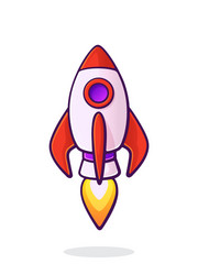 Flying Rocket with Flame vector image