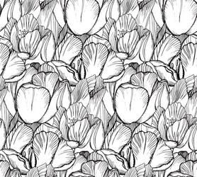 seamless pattern with graphic spring flowers vector image