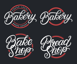 set bakery bake shop and bread logos Vector Image