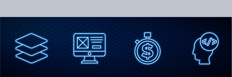 set line time is money layers ui or ux design vector image