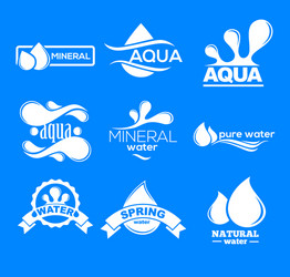 blue logos set label for mineral water aqua vector