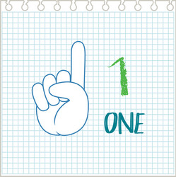 hand gesture number notebook background vector image