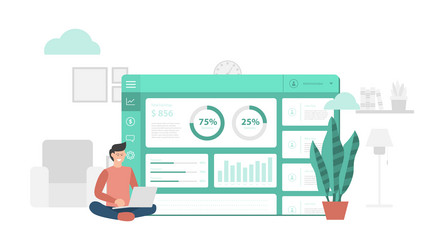 website dashboard application report with modern vector