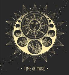 Astrology Moon & Sun Tarot Card Vector Image