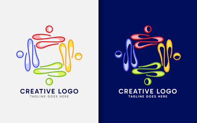 Connecting people group logo design with colorful vector