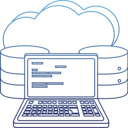 degraded outline cloud data and computer system vector image