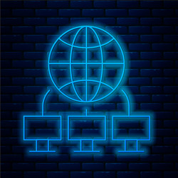 glowing neon line computer network icon isolated vector image