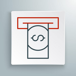 line atm - automated teller machine and money icon vector image