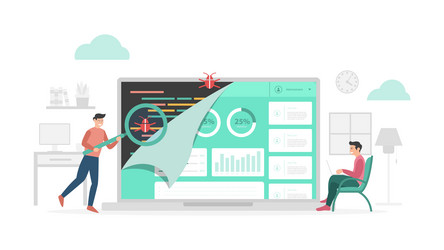 qa quality assurance check data program bugs vector image
