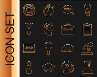 set line test tube and flask microscope clipboard vector image