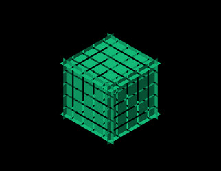 abstract polygonal cube with cuts 3d isometric vector image