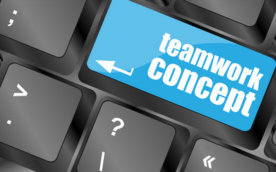 cloud icon with teamwork concept word on computer vector image