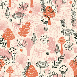 forest elements seamless pattern linear graphic vector image