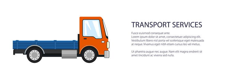 Mini lorry without load banner vector