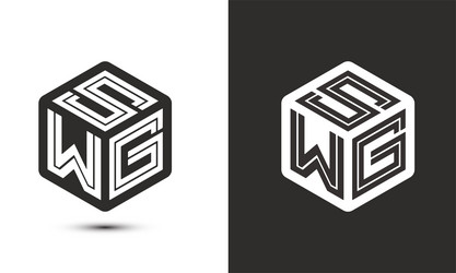 G S W Letter Logo Design With Cube Royalty Free Vector Image