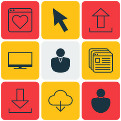 set of 9 online connection icons includes save vector image