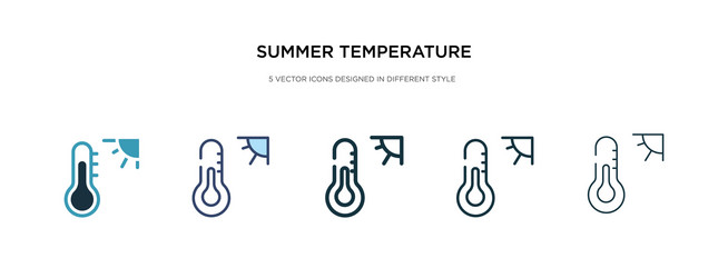 summer temperature icon in different style two vector image