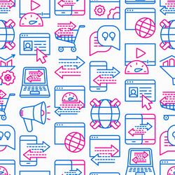 Web traffic seamless pattern with thin line icons vector