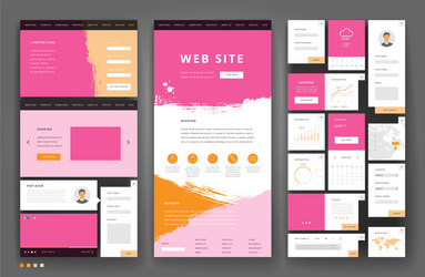 website template design with interface elements vector