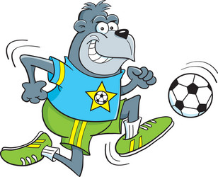 cartoon gorilla playing soccer vector