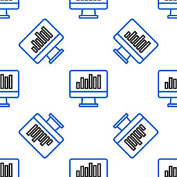 line computer monitor with graph chart icon vector image