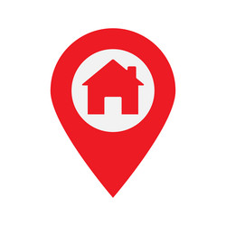 red location pointer with a house icon vector image