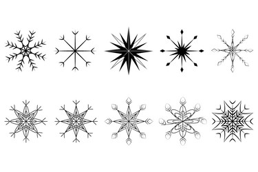 big set with 10 various silhouette and patterned vector image