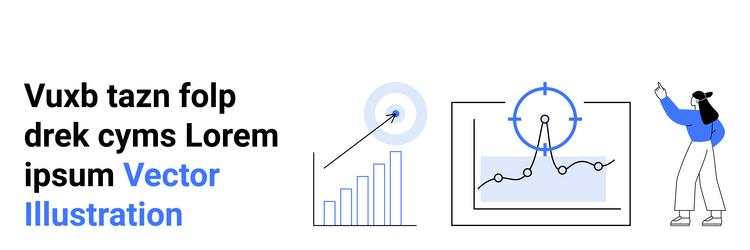 data analysis process with graph chart target vector image