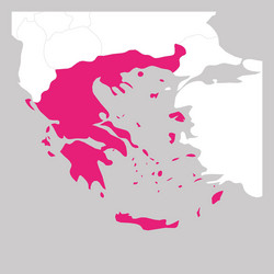 map greece pink highlighted with neighbor vector