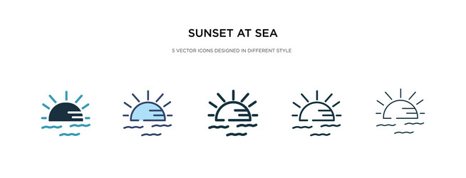 sunset at sea icon in different style two vector image