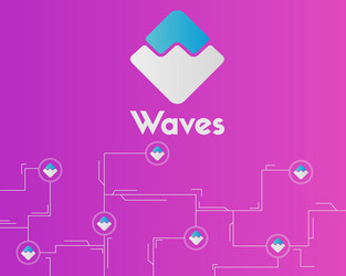 waves blockchain network circuit style background vector image