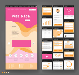 website template design with interface elements vector