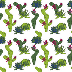 abstract seamless pattern with cactus vector