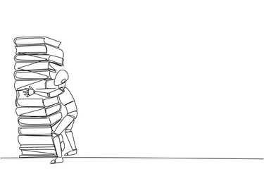 continuous one line drawing smart robot hugging vector image