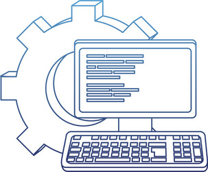 degraded outline computer technology code program vector image