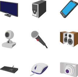 Electronic devices icons set cartoon style vector