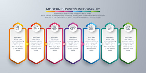 infographic design element with 7 process steps vector