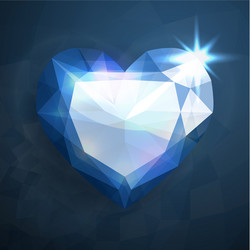 Shiny abstract blue heart-shaped diamond vector