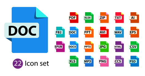 collection icons file format extensions vector image