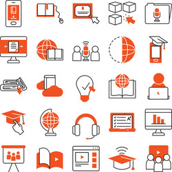 computers and online learning icon set half line vector image