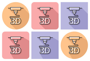 outlined icon of 3d printer with parallel vector